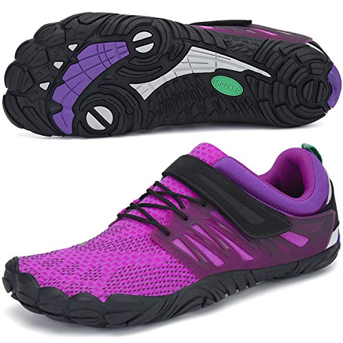 SAGUARO Hombre Mujer Zapatillas de Training Yoga Entrenamiento Gym Interior Transpirables Zapatos Correr Barefoot Resistentes Comodas Zapatos Gimnasio Asfalto Playa Agua Exterior(058 Púrpura, 39 EU)