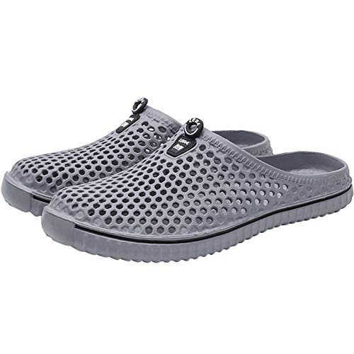 SAGUARO Hombres Mujeres Zuecos Verano Playa de Jardín Sandalias Antideslizante Respirable Piscina Ahueca Zapatillas Ligeros Slippers,Etiqueta 36=35 EU Gris