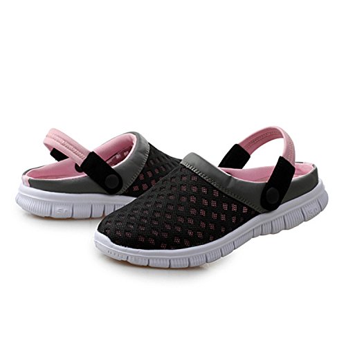 SAGUARO Unisex Respirable de la Red del Acoplamiento Zapatillas de Playa Ahueca hacia Fuera Las Sandalias, Negro + Rosa 36