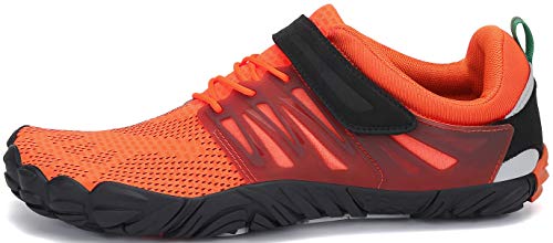 SAGUARO Zapatos de Playa de Suela Gruesa Lace Up Secado Rápido Zapato de Natación Hombre Mujer Cómodo Bajo Superior Zapatillas Descalzos Anfibio Barco Conducir Yoga Water Shoes, Trail Naranja 43