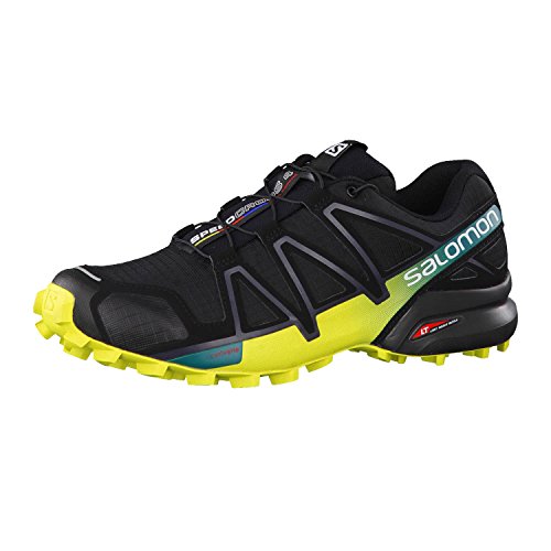 SALOMON Speedcross 4, Zapatillas de Trail Running Hombre, Negro (Black/Everglade/Sulphur Spring), 42 2/3 EU