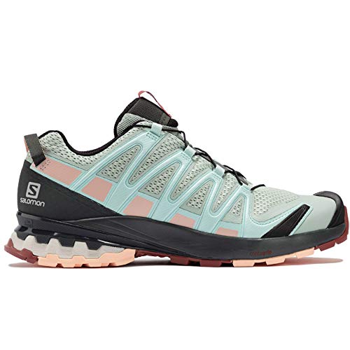 Salomon XA Pro 3D V8 W, Zapatillas De Trail Running Y Sanderismo Impermeables Versión Màs Ligera Mujer, Gris (Aqua Gray/Urban Chic/Tropical Peach), 45 1/3 EU