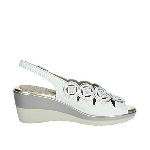 Sandalia en Piel con cuña de 6,5 cm (Blanco, Numeric_36)