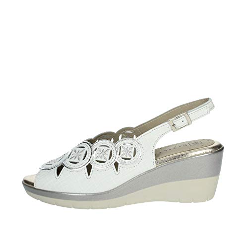 Sandalia en Piel con cuña de 6,5 cm (Blanco, Numeric_36)