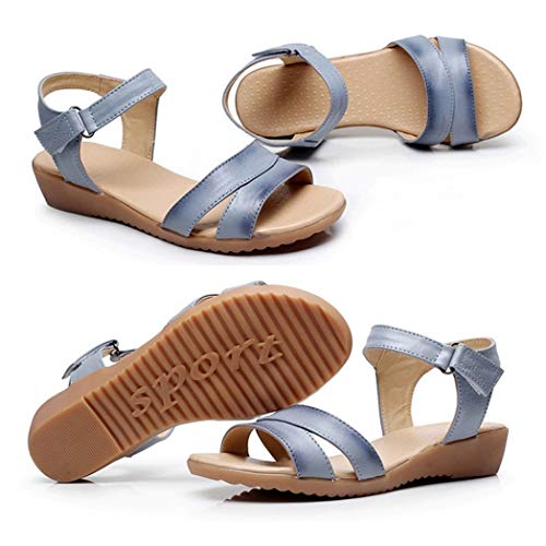 Sandalias de cuña de Verano para Mujer Plataforma Zapatos de Muffin con Punta Abierta Pisos Casuales Simples Bombas de Estudiante Beige Black Tamaño 35-40