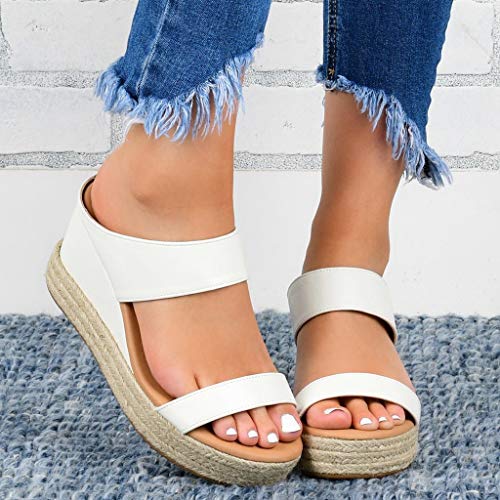 Sandalias De Playa Verano Mujer,CáñAmo Fondo Grueso Sandalias Transpirables con Punta Abierta Cuero Fondo Plano Zapatos Bohemias De CuñA De Paja De Plataforma Sandalias con Estampado De Serpiente