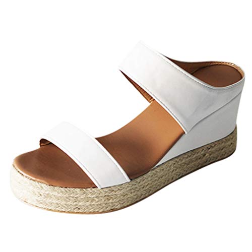 Sandalias De Playa Verano Mujer,CáñAmo Fondo Grueso Sandalias Transpirables con Punta Abierta Cuero Fondo Plano Zapatos Bohemias De CuñA De Paja De Plataforma Sandalias con Estampado De Serpiente