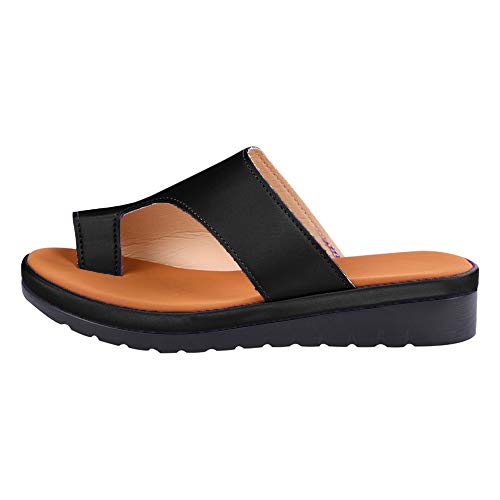 Sandalias Mujer Sandalias con Meseta Zapatos cómodos para la Playa Sandalias de Verano Alpargatas Elegantes para Mujeres con Sandalias de Punta Abierta Mujeres Hallux Valgus (35 EU, Negro)