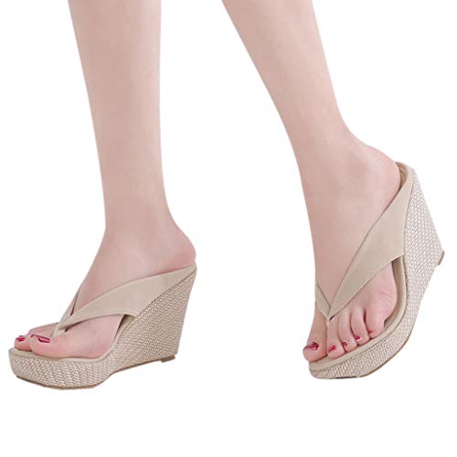 Sandalias para Mujer Verano 2019 Plataforma Cuña Fiesta PAOLIAN Chanclas Vestir Casual Zapatos Tacon Altas Dama Zuecos Elegantes Flip-Flops Grandes 34-42 EU