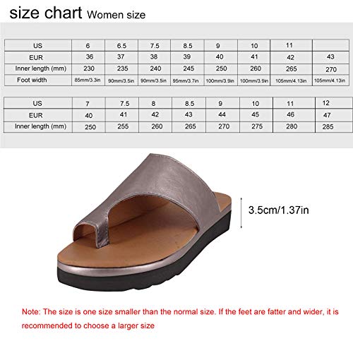 Sandalias Planas Cómodas para Mujer Zapatos Ortopédicos de Verano Sandalias de Corrección de Pie con Dedo Gordo Corrector de Juanetes Ortopédico Zapatillas de Viaje de Playa,Marrón,42