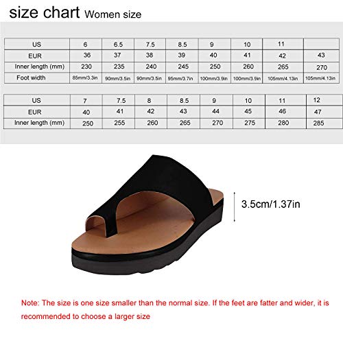 Sandalias Planas Cómodas para Mujer Zapatos Ortopédicos de Verano Sandalias de Corrección de Pie con Dedo Gordo Corrector de Juanetes Ortopédico Zapatillas de Viaje de Playa,Negro,40