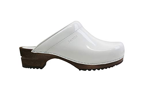 Sanita Wood-Classic Patent Open, Zuecos para Mujer, Blanco (Weiß), 40 EU