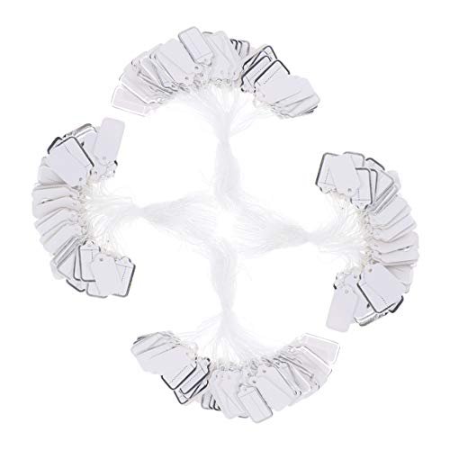 Scicalife Etiquetas de Precio con Cuerda Colgante 500 Etiquetas de Joyería Premium Grabables Etiquetas de Venta de Papel para Joyería/Ropa/Zapatos/Papelería (Blanco)