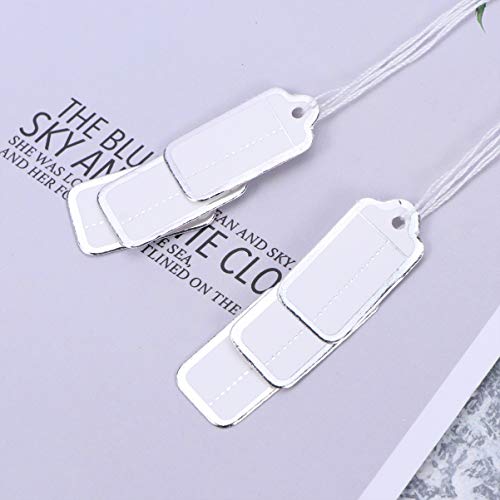 Scicalife Etiquetas de Precio con Cuerda Colgante 500 Etiquetas de Joyería Premium Grabables Etiquetas de Venta de Papel para Joyería/Ropa/Zapatos/Papelería (Blanco)