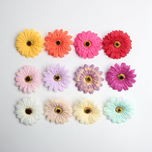 SDENSHI 20 Unids/Set Cabezas de Flores de Seda de Margarita de Gerbera Artificial Decoración de Bricolaje para Fiesta de Boda