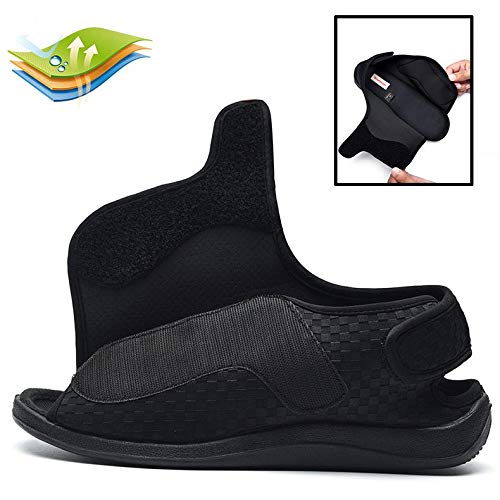 SHANGN Zapatos Diabéticos con Punta Abierta para Hombres Calzado para Edema De Artritis De Ancho Extra Zapatilla Diabética para Pies Hinchados, Edema, Dolor De Pie,Black-EU46