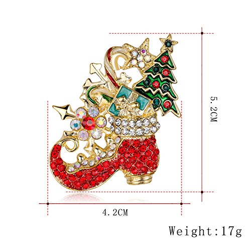 SHANGZHIQIN Alfileres Broche Mujeres Niñas Ramillete, Botas navideñas Moda Delicado Diamante Navidad Amigos Mujeres Joyería Regalo