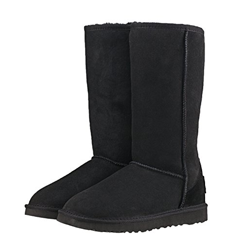 Shenduo Zapatos Invierno - Botas de Nieve de Piel de Oveja con Lana Interno Antideslizantes clásicas para Mujer DV5815 Negro 37