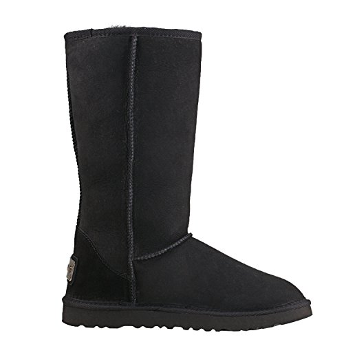 Shenduo Zapatos Invierno - Botas de Nieve de Piel de Oveja con Lana Interno Antideslizantes clásicas para Mujer DV5815 Negro 37