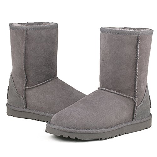 Shenduo Zapatos Invierno Clásicos - Botas de Nieve de Piel Oveja con Lana Interno Impermeable Antideslizante para Mujer D9125 Gris 40