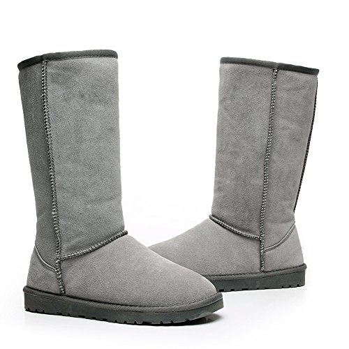 Shenn Comfort Punk - Botas de caña alta para nieve, de ante, color Gris, talla 37 EU