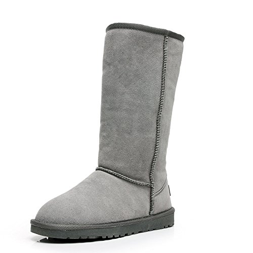 Shenn Comfort Punk - Botas de caña alta para nieve, de ante, color Gris, talla 37 EU