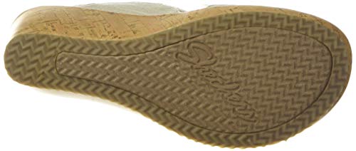 Skechers Beverlee-High Tea, Sandalias de Punta Descubierta Mujer, Beige (Nat Black Sparkle Linen/Gore Trim), 39 EU