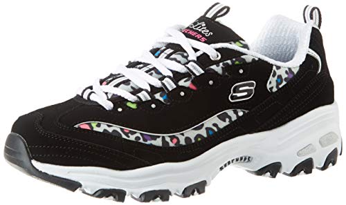 Skechers D'LITES Safari Landscape, Alpargatas Mujer, Negro Negro Negro Trubuck Multi Malla Borde Blanco Bkmt, 39 EU