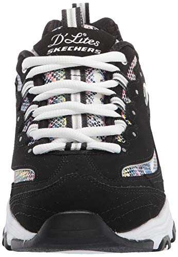 Skechers D'Lites, Zapatillas Mujer, Negro Trubuck Multi Durasnake Borde Blanco, 36.5 EU