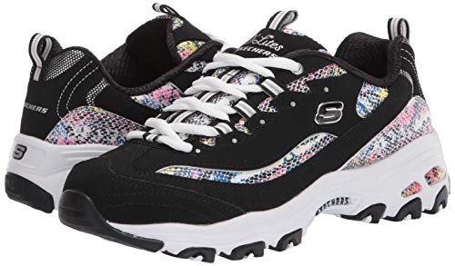 Skechers D'Lites, Zapatillas Mujer, Negro Trubuck Multi Durasnake Borde Blanco, 36.5 EU