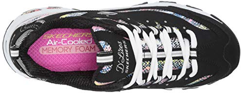 Skechers D'Lites, Zapatillas Mujer, Negro Trubuck Multi Durasnake Borde Blanco, 36.5 EU