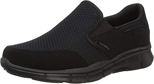 Skechers Equalizer-Persistent, Zapatillas sin Cordones Hombre, Negro (BBK Black Mesh/Duraleather/Trim), 43 EU