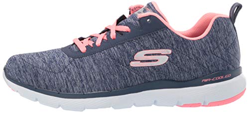 Skechers Flex Appeal 3.0-Insiders, Zapatillas Deportivas Mujer, Multicolor (NVCL Black & Gray Mesh/Black Trim), 40 EU