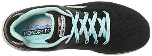 Skechers Flex Appeal 3.0-Moving Fast, Zapatillas Mujer, Negro (BKTQ Black Mesh/Duraleather/Silver Trim), 37 EU