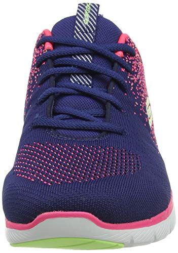 Skechers Flex Appeal 3.0, Zapatillas Mujer, Nvy Knit Coral Trim, 39 EU