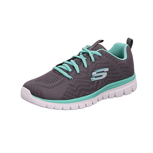 Skechers Graceful-Get Connected, Zapatillas Mujer, Gris (CCGR Black Mesh/Trim), 39 EU