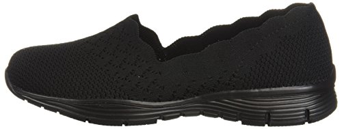 Skechers Seager-Stat, Zapatillas sin Cordones Mujer, Negro (BBK Black Flat Knit), 39 EU