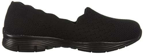 Skechers Seager-Stat, Zapatillas sin Cordones Mujer, Negro (BBK Black Flat Knit), 39 EU