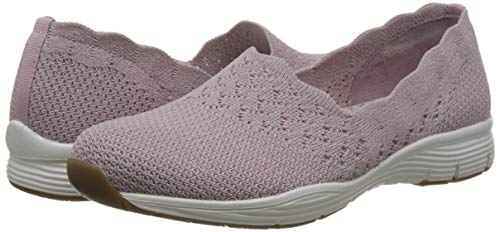 Skechers Seager-Stat, Zapatillas sin Cordones Mujer, Rosado (Ros Black Flat Knit), 38 EU