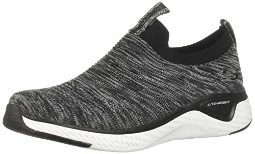 Skechers Solar Fuse-Lite Joy, Zapatillas Mujer, Negro (BKW Black & White Knit Mesh/Trim), 38 EU