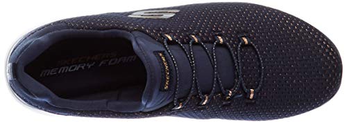 Skechers Summits-Bright Bezel, Zapatillas Mujer, Multicolor (NVGD Black Knit/Silver Trim), 37 EU