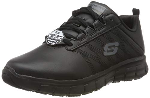 Skechers Sure Track-Erath-II, Zapatillas sin Cordones, Negro (BLK Black Leather), 36 EU