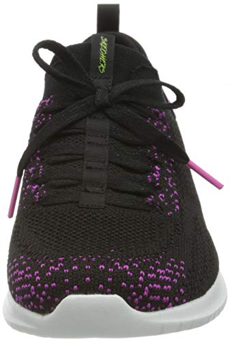 Skechers Ultra Flex-Twilight Twinkle, Zapatillas Mujer, Negro (BKHP Black Knit/Hot Pink Trim), 36.5 EU