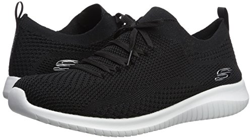 Skechers Ultra Flex, Zapatillas sin Cordones Mujer, Negro Black White BKW, 40 EU