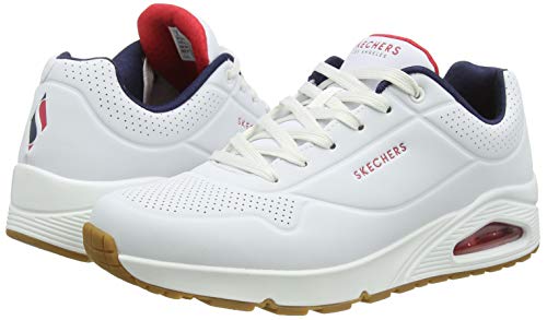 Skechers UNO Stand ON Air, Zapatillas Hombre, Blanco (White Durabuck/Navy/Red Trim Wnvr), 41 EU