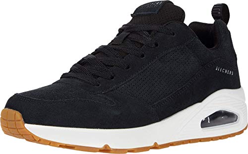 Skechers Uno, Zapatillas Hombre, Negro (BLK Black Leather/Mesh/Trim), 43 EU