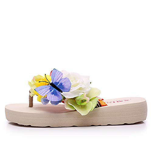 SLCN Chancletas Mujer，Sandalias De Verano，Flor Mariposa,A,41-42EU/7.5-8UK