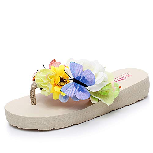 SLCN Chancletas Mujer，Sandalias De Verano，Flor Mariposa,A,41-42EU/7.5-8UK