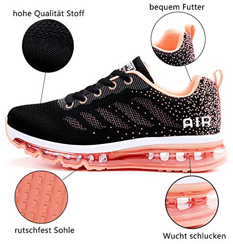 Smarten Zapatillas de Running Hombre Mujer Air Correr Deportes Calzado Verano Comodos Zapatillas Sport Black Pink 37 EU