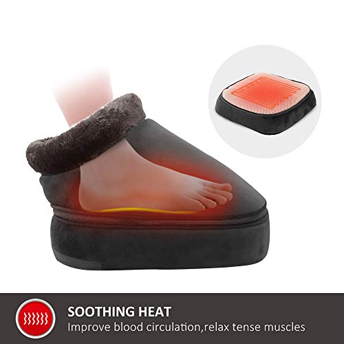 Snailax 3-en-1 masajeador de pies con calefacción y vibración, masaje de espalda con calor, almohadilla térmica y 5 modos de masaje, calentadores de pies, alivio del dolor SL522V-ES